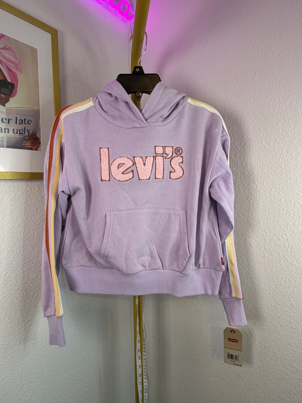 Girls Levi's Lavender Hoodie with Rainbow Stripe  NWT $48